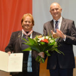 Landesordensträger Frank Zander mit Ministerpräsident Dietmar Woidke, Foto Oliver Lang